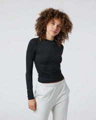 Long Sleeve Halo Ruched Tee | Black Heather