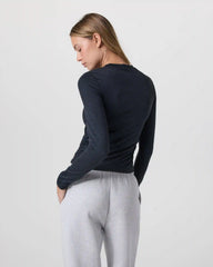 Long Sleeve Halo Ruched Tee | Midnight Heather