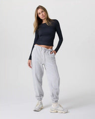 Long Sleeve Halo Ruched Tee | Midnight Heather