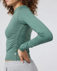 Long Sleeve Halo Ruched Tee | Sea Pine Heather