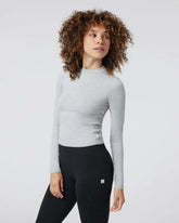 Long Sleeve Halo Ruched Tee | Pale Grey Heather