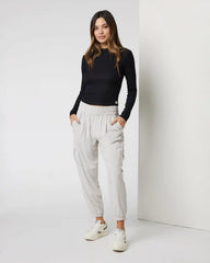 Long Sleeve Cove Mock Neck Top | Black