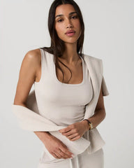 Halo Essential Scoop Tank | Ecru Heather