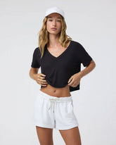 Short Sleeve Cove V Neck Tee | Black