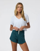 Short Sleeve Cove V Neck Tee | White