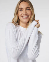 Long Sleeve Sunset Mock Tee | White