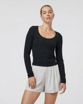 Long Sleeve Plie Top | Black Heather