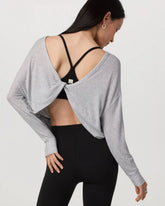 Long Sleeve Twist Top | Light Heather Grey