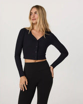 Long Sleeve Pose Mini Cardigan | Black