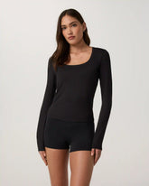 Long Sleeve Halo Essential Scoop | Black Tonal