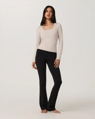 Long Sleeve Halo Essential Scoop | Ecru Heather Tonal