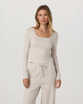 Long Sleeve Halo Essential Scoop | Ecru Heather