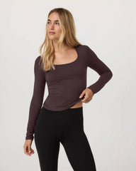 Long Sleeve Halo Essential Scoop | Raisin