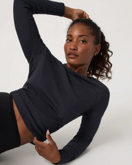 Long Sleeve Pose Crew | Black