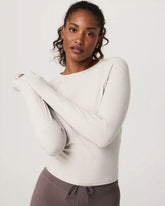 Long Sleeve Pose Crew | Ecru Heather