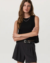 Trestles Twill Crop Tank | Black