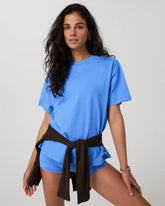 Short Sleeve Heavyweight Oversized Cotton Tee | Riviera Blue