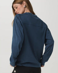 Long Sleeve Heavyweight Cotton Tee | Ocean Blue