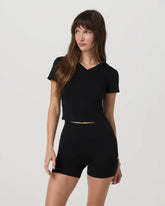 Short Sleeve Tuvalu Double V Neck | Black