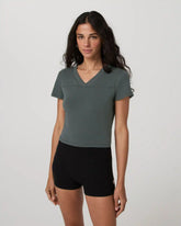 Short Sleeve Tuvalu Double V Neck | Dark Jade