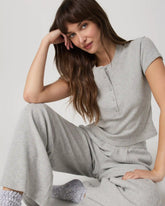 Short Sleeve Waffle Baby Tee | Light Heather Grey