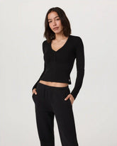 Long Sleeve Tuvalu Henley | Black