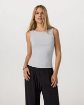 Tuvalu Scoop Back Tank | Light Heather Grey