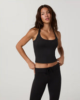 Halo Cross Back Tank | Solid Black
