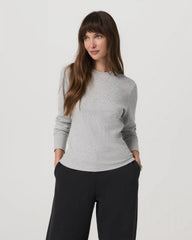 Long Sleeve Waffle Top | Light Heather Grey