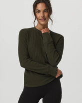 Long Sleeve Waffle Top | Olive