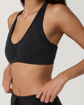 Pointelle Seamless V Neck Bra | Black
