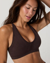 Pointelle Seamless V Neck Bra | French Roast