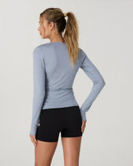 Long Sleeve Halo Wrap Top | Coastal Fog Heather
