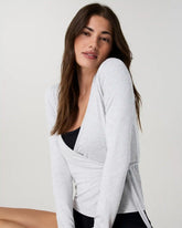 Long Sleeve Halo Wrap Top | Pale Grey Heather