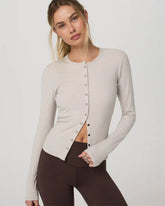 Long Sleeve Pose Twin Cardigan | Ecru Heather