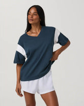 Heavyweight Cotton Varsity Tee | Ocean Blue