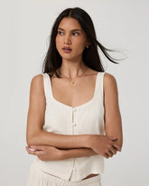 Trestles Twill Button Front Top | Natural