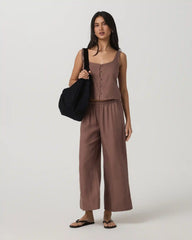 Trestles Twill Button Front Top | Sable