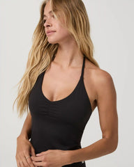 Halo Halter Ruched Top | Solid Black