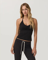 Halo Halter Ruched Top | Solid Black