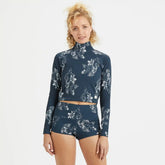 Marine Mock Neck | Indigo Vintage Floral