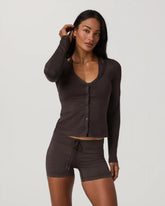 Long Sleeve Halo V-Neck Cardigan | Java Heather