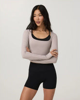 Vuori AllTheFeels™ Long Sleeve Scoop Top | Soft Pewter