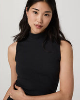 Cottony Rib Mock Neck Tank | Black