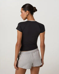 Short Sleeve Halo Retro Tee | Solid Black
