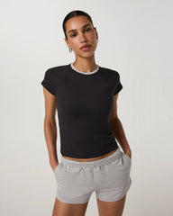 Short Sleeve Halo Retro Tee | Solid Black