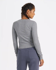 Long-Sleeve Pose Fitted Tee | Medium Heather Grey