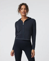 Waffle Seamless Zip Hoodie | Black