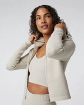 Waffle Seamless Zip Hoodie | Ecru