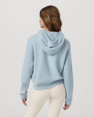 Émilie Full Zip Cashmere Rib Hoodie | Bluebell